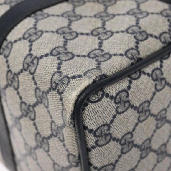 GUCCI GG Supreme Sherry Line Boston Bag PVC Navy Red gold Auth 138290 - Picture 4 of 16